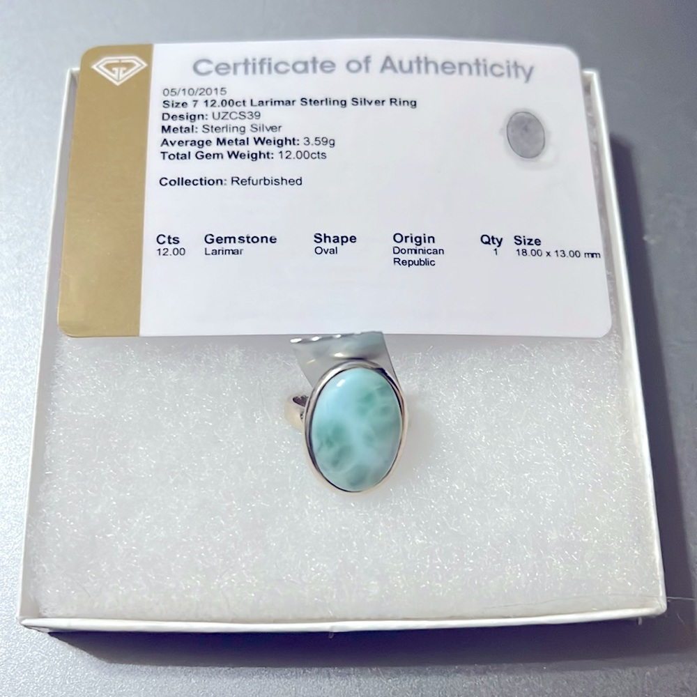 Larimar sterling silver ring